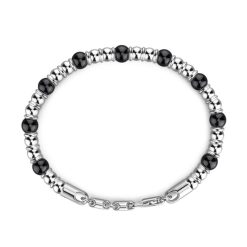 Bracelets | Zancan Gioielli Zancan Soft Bracelet With Silver Beads And Hard Natural Stones. Noir