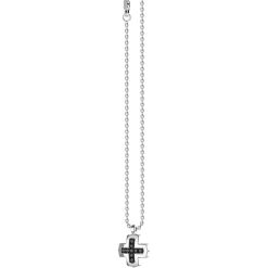 Colliers | Zancan Gioielli Zancan Silver Necklace With Greek Cross Pendant And Black Stones.