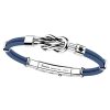 Bracelets | Zancan Gioielli Zancan Kevlar Bracelet With Flat Silver Knot. Bleu Aviateur