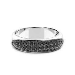 Bagues | Zancan Gioielli Zancan Silver Band Ring With Black Stones. 18