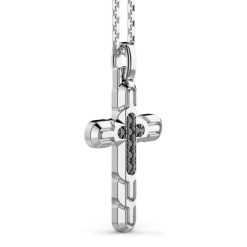 Colliers | Zancan Gioielli Collier Zancan En Argent Avec Pendentif Croix Et Pierres Noires.