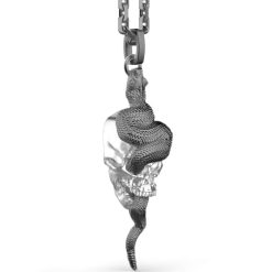 Colliers | Zancan Gioielli Zancan Silver Necklace With Skull-And-Serpent Pendant.