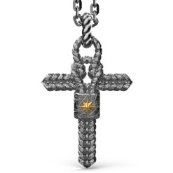 Colliers | Zancan Gioielli Zancan Burnished Silver Necklace With Cross Pendant And Nautical Knot.