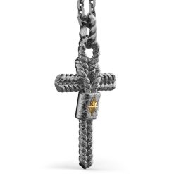 Colliers | Zancan Gioielli Zancan Burnished Silver Necklace With Cross Pendant And Nautical Knot.