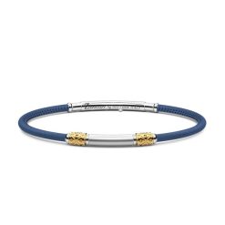 Bracelets | Zancan Gioielli Zancan Leather Bracelet With Silver Tag. Bleu