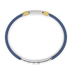 Bracelets | Zancan Gioielli Zancan Leather Bracelet With Silver Tag. Bleu