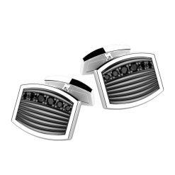 Boutons De Manchette | Zancan Gioielli Zancan Silver Cufflinks With Black Stones.