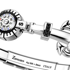 Bracelets | Zancan Gioielli Zancan Kevlar Bracelet With Silver Anchor, Stones And Compass. Blanc