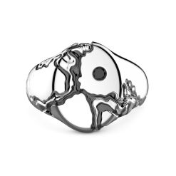 Bagues | Zancan Gioielli Zancan Silver Signet Ring With Black Stone. 18