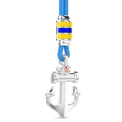 Colliers | Zancan Gioielli Zancan Kevlar Necklace With Silver Pendant And Anchor. Bleu Clair