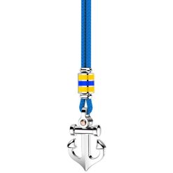 Colliers | Zancan Gioielli Zancan Kevlar Necklace With Silver Pendant And Anchor. Bleu Clair