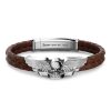 Bracelets | Zancan Gioielli Zancan Leather And Silver Winged Skull Bracelet. Marron