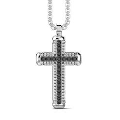 Colliers | Zancan Gioielli Zancan Silver Necklace With Cross Pendant And Black Stones.