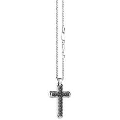 Colliers | Zancan Gioielli Zancan Silver Necklace With Cross Pendant And Black Stones.