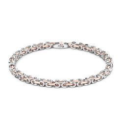 Bracelets | Zancan Gioielli Zancan Silver And Rose Gold Chain Men'S Bracelet. Or Rose