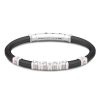 Bracelets | Zancan Gioielli Zancan Black Silicone Bracelet With Silver Tag And Rose Gold Details.