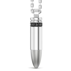 Colliers | Zancan Gioielli Zancan Silver Bullet Necklace With Black Stones.