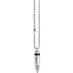 Colliers | Zancan Gioielli Zancan Silver Bullet Necklace With Black Stones.