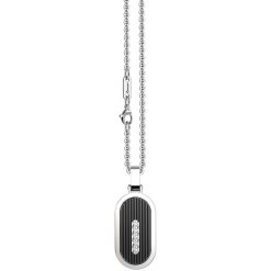 Colliers | Zancan Gioielli Zancan Steel Necklace With Tag And White Sapphire.