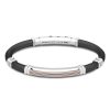 Bracelets | Zancan Gioielli Zancan Black Silicone Bracelet With Silver Tag And Rose Gold Details.