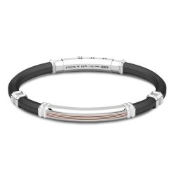 Bracelets | Zancan Gioielli Zancan Black Silicone Bracelet With Silver Tag And Rose Gold Details.