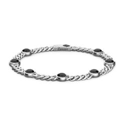 Bracelets | Zancan Gioielli Zancan Silver Curb Chain Bracelet With Black Stones.