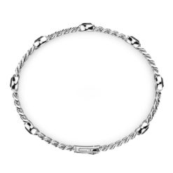 Bracelets | Zancan Gioielli Zancan Silver Curb Chain Bracelet With Black Stones.