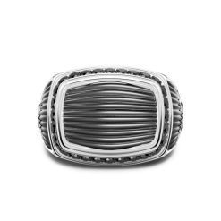 Bagues | Zancan Gioielli Zancan Silver Signet Ring With Black Stones. 18