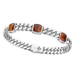 Bracelets | Zancan Gioielli Zancan Silver Bracelet With Three Tiger'S Eye Stones.