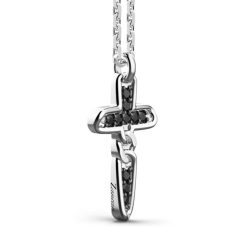 Colliers | Zancan Gioielli Zancan Silver Necklace With Cross Pendant And Black Stones.