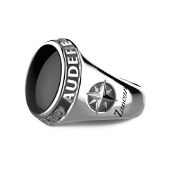 Bagues | Zancan Gioielli Zancan Silver Ring With Black Onyx And Latin Inscription. 18