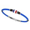 Bracelets | Zancan Gioielli Zancan Kevlar Bracelet With Lacquered Silver Nautical Flag. Bleu Clair