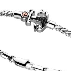 Bracelets | Zancan Gioielli Zancan Silver Bracelet With Anchor And Black Stones. Blanc