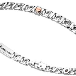 Bracelets | Zancan Gioielli Zancan Silver Curb Chain Bracelet With Rose Gold Screws.