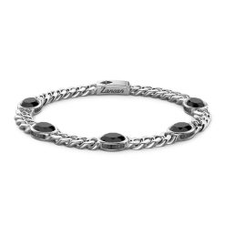 Bracelets | Zancan Gioielli Zancan Silver Curb Chain Bracelet With Black Stones.