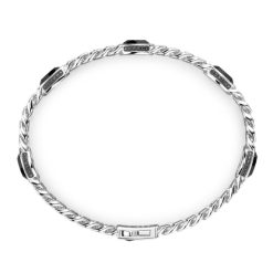 Bracelets | Zancan Gioielli Zancan Silver Curb Chain Bracelet With Black Stones.