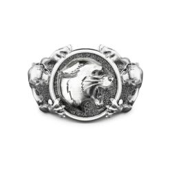 Bagues | Zancan Gioielli Zancan Signet Ring With Silver Panthers. 18