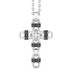 Colliers | Zancan Gioielli Collier Zancan En Argent Avec Pendentif Croix Et Pierres Naturelles. Noir