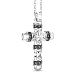 Colliers | Zancan Gioielli Collier Zancan En Argent Avec Pendentif Croix Et Pierres Naturelles. Noir