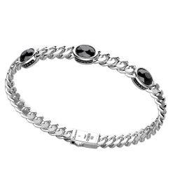 Bracelets | Zancan Gioielli Zancan Silver Curb Chain Bracelet With Onyx Stones.