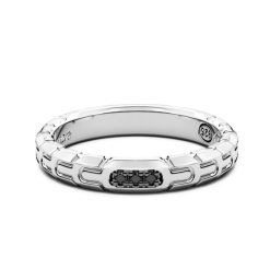 Bagues | Zancan Gioielli Zancan Silver And Black Stone Band Ring. 18