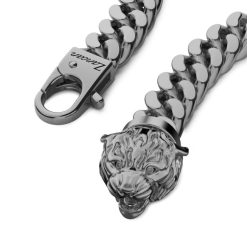 Bracelets | Zancan Gioielli Zancan Silver Curb Chain Bracelet With Tiger Head Closure.