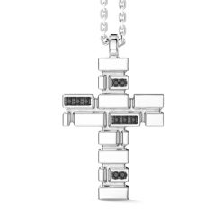 Colliers | Zancan Gioielli Zancan Silver Necklace With Cross Pendant And Black Stones.