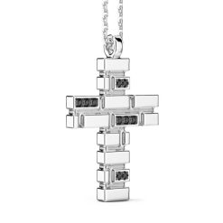 Colliers | Zancan Gioielli Zancan Silver Necklace With Cross Pendant And Black Stones.