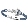 Bracelets | Zancan Gioielli Zancan Kevlar Bracelet With Silver Anchor And Colored Stones. Bleu Aviateur