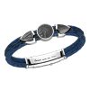 Bracelets | Zancan Gioielli Zancan Leather Bracelet Tag And With Native American Skull. Bleu