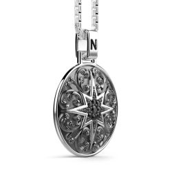 Colliers | Zancan Gioielli Zancan Silver Necklace With Wind Rose Pendant And Black Stones.