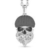 Colliers | Zancan Gioielli Zancan Silver Necklace With Flat Cap Skull Pendant. Blanc