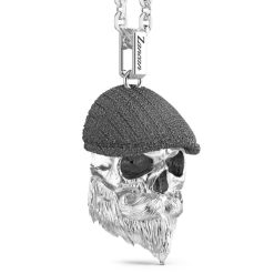 Colliers | Zancan Gioielli Zancan Silver Necklace With Flat Cap Skull Pendant. Blanc