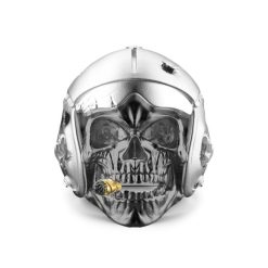 Bagues | Zancan Gioielli Zancan Silver Ring With Aviator Skull. Noir